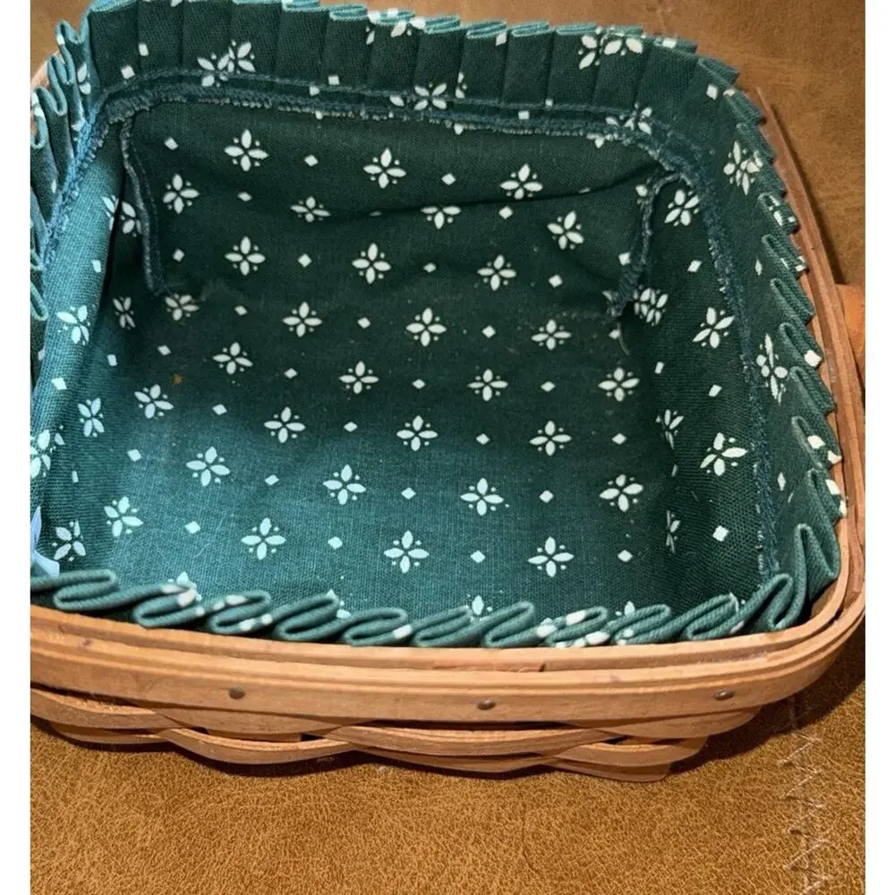 Longaberger 1994 Biscuits Basket Evergreen Cloth Liner No Plastic Liner 7x7”